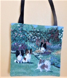 Tote with papillons in the flowers  17”x16”